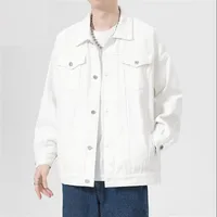 NASA Men's Denim Jacket, Oversized High Street Casual Coat, Loose Fit Trendy All - Season Bomber Jacket sku image 6