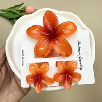 Women's Cute Flower Plastic Resin Stoving Varnish Hair Claws sku image 18