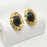 1 Pair Luxurious Lady Commute Oval 304 Stainless Steel Opal 18K Gold Plated Ear Studs main image 5