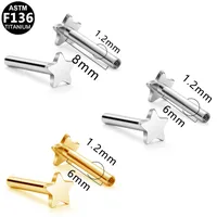 Simple Style Star Heart Shape Titanium Alloy Plating 14K Gold Plated White Gold Plated Unisex Lip Stud Ear Studs main image 2