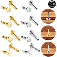 Simple Style Star Heart Shape Titanium Alloy Plating 14K Gold Plated White Gold Plated Unisex Lip Stud Ear Studs main image 1
