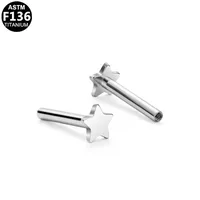 Simple Style Star Heart Shape Titanium Alloy Plating 14K Gold Plated White Gold Plated Unisex Lip Stud Ear Studs sku image 3