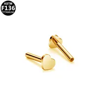 Simple Style Star Heart Shape Titanium Alloy Plating 14K Gold Plated White Gold Plated Unisex Lip Stud Ear Studs sku image 7