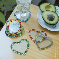 Casual Oval Red Heart Glass Placemat 1 Piece main image 1