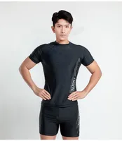 Men's Swim Trunks With Short Sleeve Rash Guard Set - Quick - Dry Board Shorts For Pool, Beach & Hot Spring - Youth & Adults sku image 17