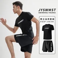 JiYang Men's Swimwear Set With Separate Top & Swim Trunks – Youth Boys' Full - Length Swimming Outfit main image 4