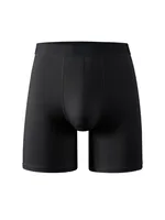 Men's Bamboo Fiber Long Underwear Mid Waist Boxer Briefs - Black Breathable Comfort For Sports, Teens & Casual Wear sku image 4