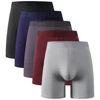 Men's Bamboo Fiber Long Underwear Mid Waist Boxer Briefs - Black Breathable Comfort For Sports, Teens & Casual Wear main image 2