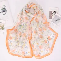 Women's Casual Simple Style Flower Georgette Printing Silk Scarf main image 1