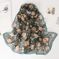 Women's Casual Simple Style Flower Georgette Printing Silk Scarf main image 2