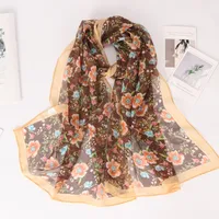 Women's Casual Simple Style Flower Georgette Printing Silk Scarf main image 4