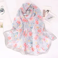 Women's Casual Simple Style Flower Georgette Printing Silk Scarf sku image 2