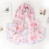 Women's Casual Simple Style Flower Georgette Printing Silk Scarf sku image 3