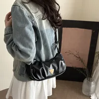Women's Pu Leather Solid Color Streetwear Sewing Thread Square Flip Cover Underarm Bag main image 2