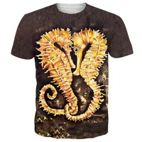 Men's Casual Short Sleeve T-Shirt With 3D Digital Beach & Marine Animal Print - Lightweight Summer Top main image 5