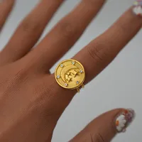 Wholesale Jewelry Cute Star Moon 304 Stainless Steel 18K Gold Plated Open Rings main image 1