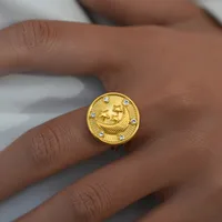 Wholesale Jewelry Cute Star Moon 304 Stainless Steel 18K Gold Plated Open Rings main image 4