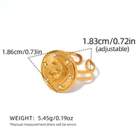 Wholesale Jewelry Cute Star Moon 304 Stainless Steel 18K Gold Plated Open Rings main image 2