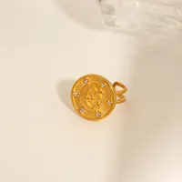 Wholesale Jewelry Cute Star Moon 304 Stainless Steel 18K Gold Plated Open Rings main image 6