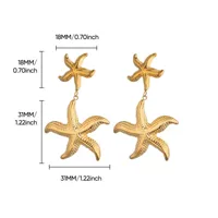 1 Pair IG Style Marine Style Tortoise Starfish 304 Stainless Steel Drop Earrings Ear Studs main image 2