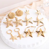 1 Pair IG Style Marine Style Tortoise Starfish 304 Stainless Steel Drop Earrings Ear Studs main image 3
