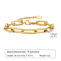 IG Style Geometric 201 Stainless Steel 18K Gold Plated Paperclip Chain Bracelets In Bulk sku image 1