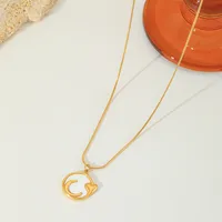Cute Sweet Geometric Moon Heart Shape 304 Stainless Steel Plating Inlay Zircon 18K Gold Plated Women's Bracelets Necklace main image 5