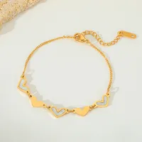 Cute Sweet Geometric Moon Heart Shape 304 Stainless Steel Plating Inlay Zircon 18K Gold Plated Women's Bracelets Necklace main image 4