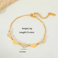 Cute Sweet Geometric Moon Heart Shape 304 Stainless Steel Plating Inlay Zircon 18K Gold Plated Women's Bracelets Necklace sku image 2