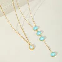 Elegant Modern Style Irregular Geometric 304 Stainless Steel Plating Inlay Zircon 18K Gold Plated Women's Pendant Necklace main image 3