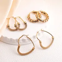 1 Pair Elegant French Style Circle 304 Stainless Steel Earrings main image 4