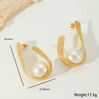 1 Pair Casual Elegant Artistic Irregular Geometric Plating Inlay 304 Stainless Steel Imitation Pearl 18K Gold Plated Drop Earrings Ear Studs sku image 1
