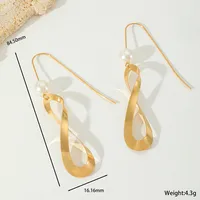1 Pair Casual Elegant Artistic Irregular Geometric Plating Inlay 304 Stainless Steel Imitation Pearl 18K Gold Plated Drop Earrings Ear Studs sku image 2
