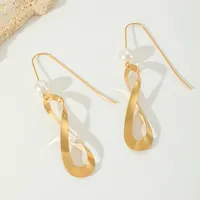 1 Pair Casual Elegant Artistic Irregular Geometric Plating Inlay 304 Stainless Steel Imitation Pearl 18K Gold Plated Drop Earrings Ear Studs main image 5
