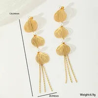 1 Pair Elegant Artistic Geometric Leaf Plating Inlay 304 Stainless Steel Acrylic Imitation Pearl Zircon 18K Gold Plated Drop Earrings sku image 3
