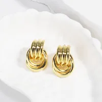 1 Pair Vacation Simple Style Solid Color Plating Copper Ear Studs sku image 2