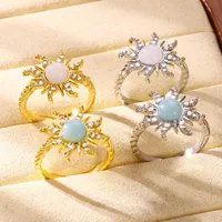 Vacation Simple Style Sun Copper Inlay Zircon Women's Rings main image 3