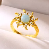 Vacation Simple Style Sun Copper Inlay Zircon Women's Rings main image 5