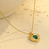 Vacation Simple Style Heart Shape 304 Stainless Steel Inlay Zircon Women's Pendant Necklace main image 5