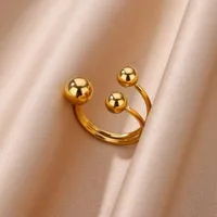 Vacation Simple Style Solid Color 304 Stainless Steel Plating Women's Open Rings main image 4