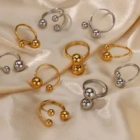 Vacation Simple Style Solid Color 304 Stainless Steel Plating Women's Open Rings main image 1