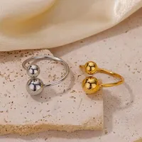 Vacation Simple Style Solid Color 304 Stainless Steel Plating Women's Open Rings main image 5
