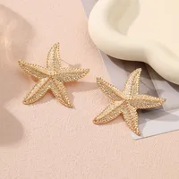 1 Pair Vacation Simple Style Flower Plating Alloy Ear Studs sku image 5