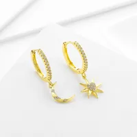 1 Pair Vacation Simple Style Star Inlay Copper Zircon Drop Earrings main image 2