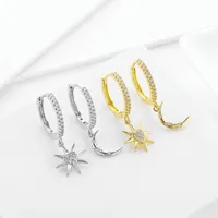 1 Pair Vacation Simple Style Star Inlay Copper Zircon Drop Earrings main image 1