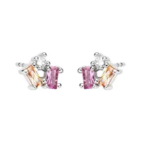 1 Pair Elegant Simple Style Geometric Square Rectangle Plating Inlay Copper Zircon Ear Studs main image 9