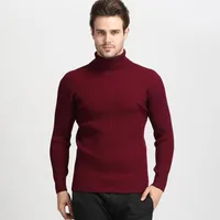Autumn And Winter  Wholesale Men's Turtleneck Sweater  Size Casual Solid Color Vertical Pattern Pullover Base Sweater Men main image 1