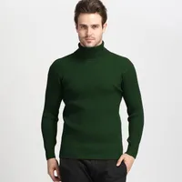 Autumn And Winter  Wholesale Men's Turtleneck Sweater  Size Casual Solid Color Vertical Pattern Pullover Base Sweater Men main image 3