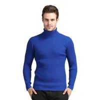 Autumn And Winter  Wholesale Men's Turtleneck Sweater  Size Casual Solid Color Vertical Pattern Pullover Base Sweater Men main image 4