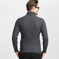 Autumn And Winter  Wholesale Men's Turtleneck Sweater  Size Casual Solid Color Vertical Pattern Pullover Base Sweater Men main image 5